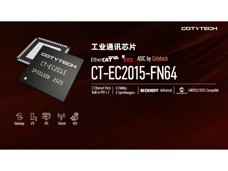 工业通讯芯片_CT-EC2015-FN64_EtherCAT从控制器芯片